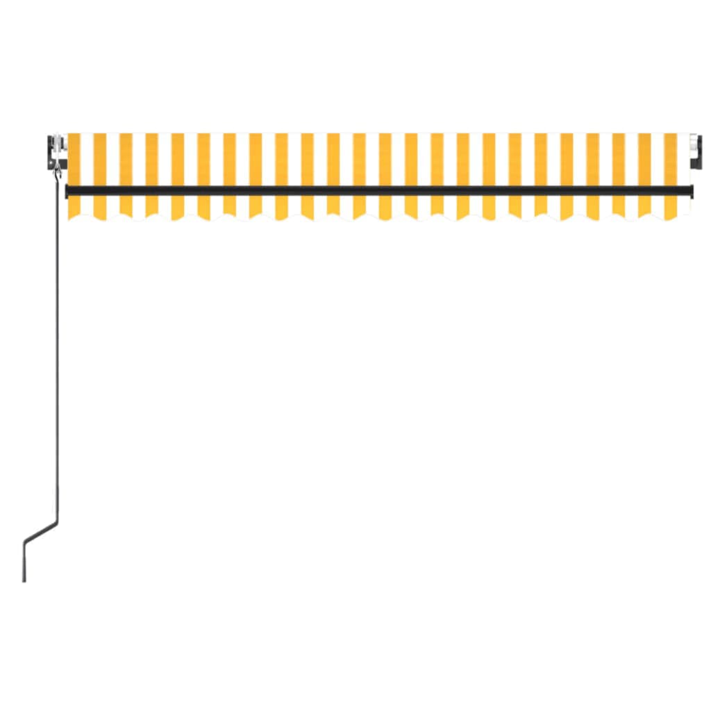 vidaXL Toldo automático LED sensor de viento amarillo blanco 450x350cm