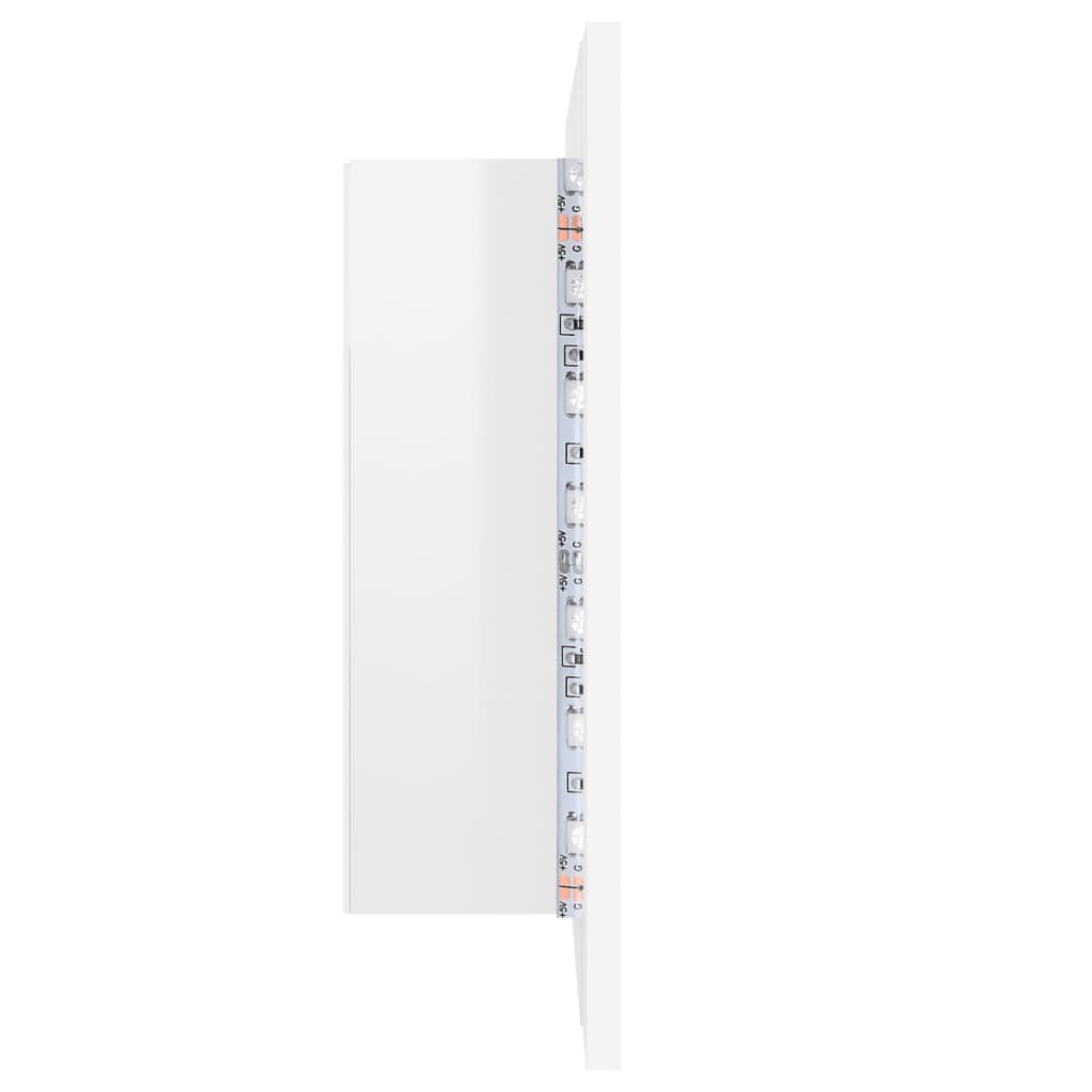 vidaXL Armario espejo de baño LED acrílico blanco brillo 60x12x45 cm
