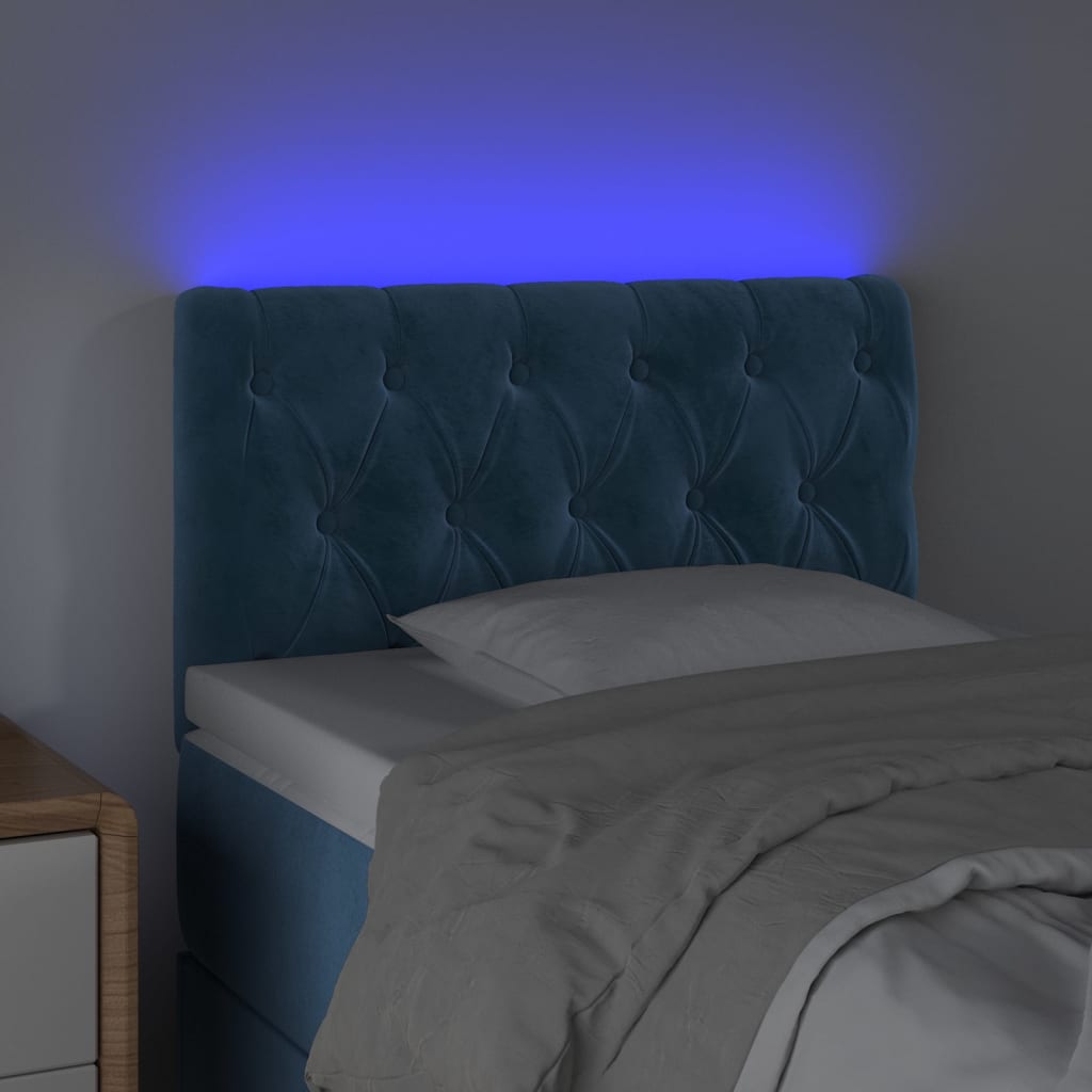 vidaXL Cabecero con LED de terciopelo azul oscuro 80x7x78/88 cm