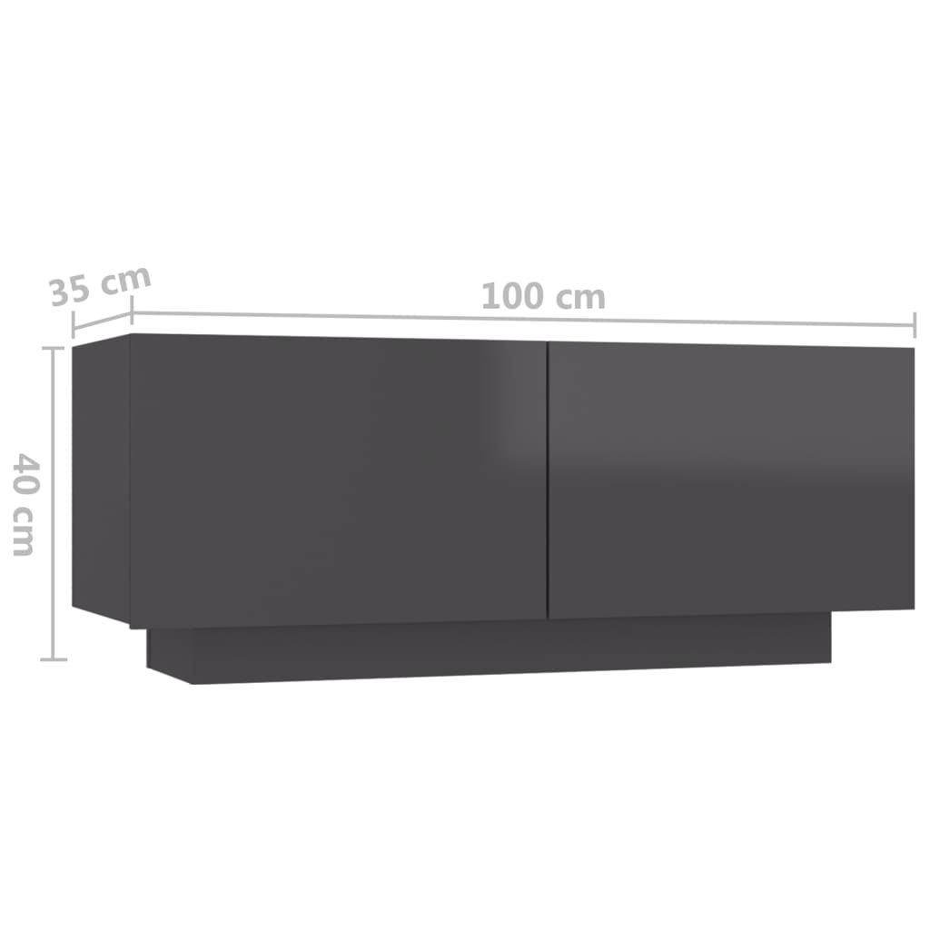 vidaXL Mueble de TV madera contrachapada gris brillante 100x35x40 cm