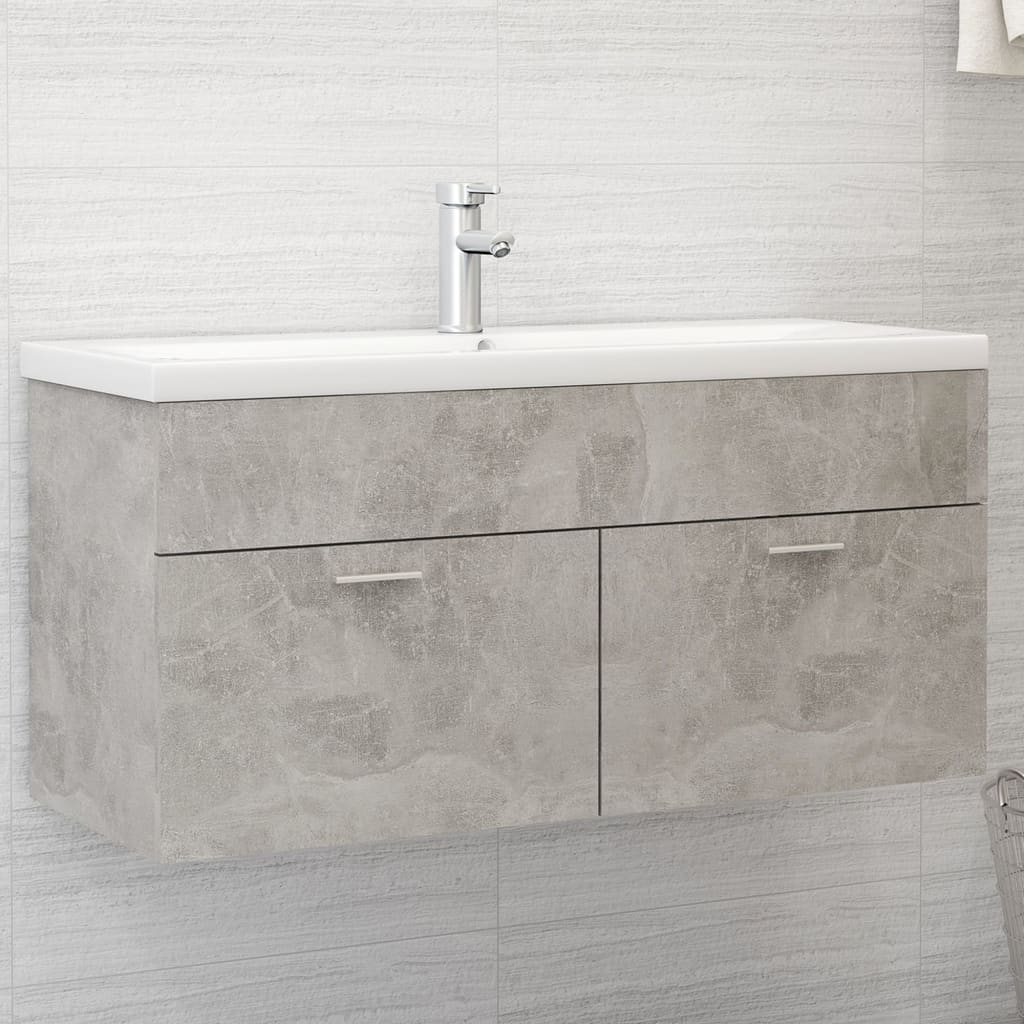 vidaXL Armario para lavabo contrachapada gris hormigón 100x38,5x46 cm