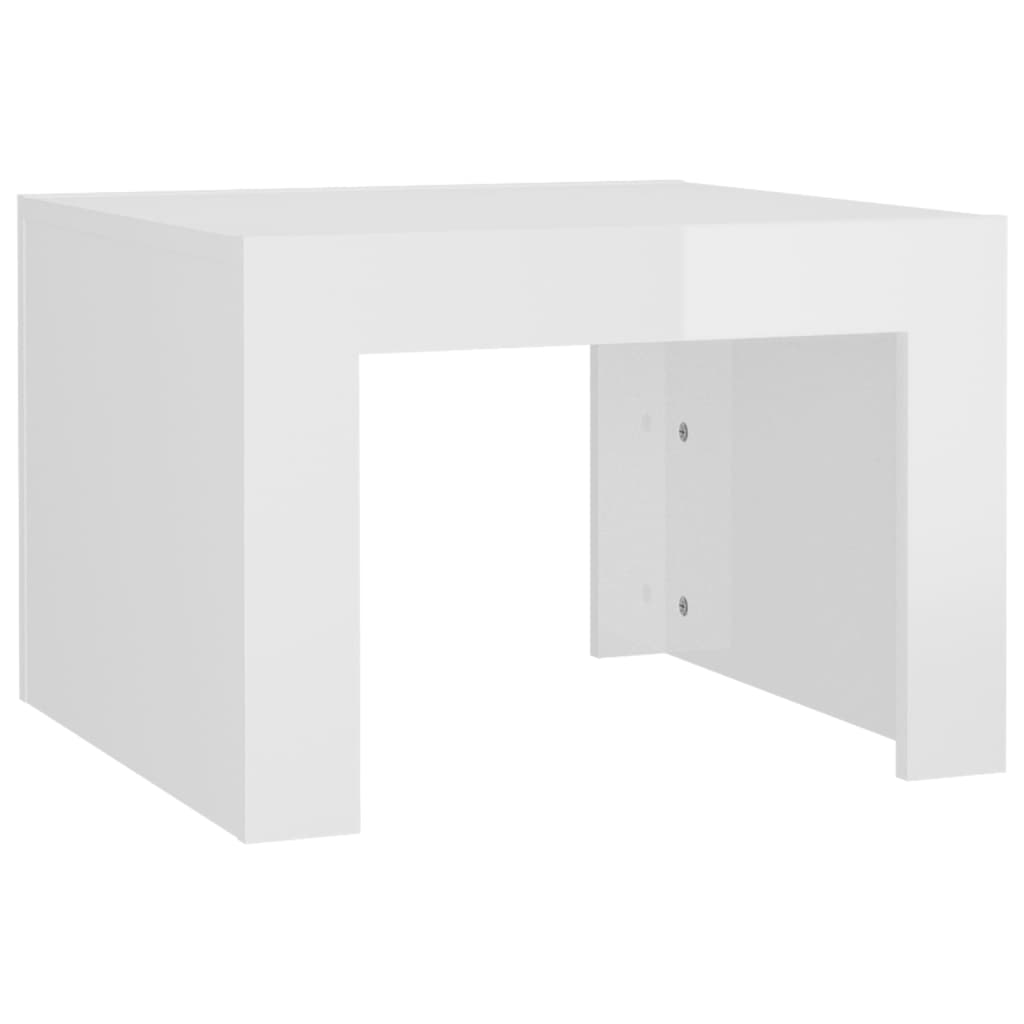 vidaXL Mesa de centro madera contrachapada blanco brillo 50x50x35 cm