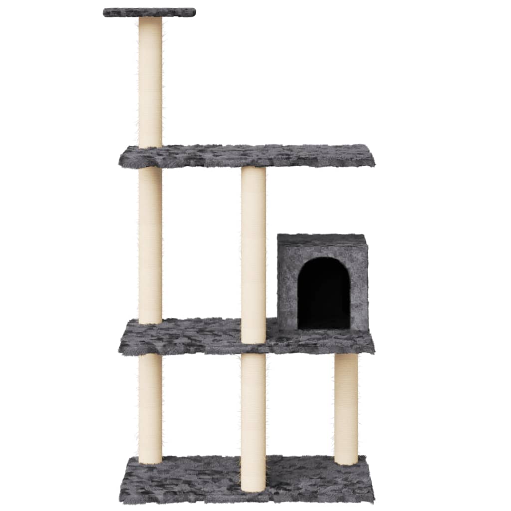vidaXL Rascador para gatos con postes de sisal gris oscuro 119 cm