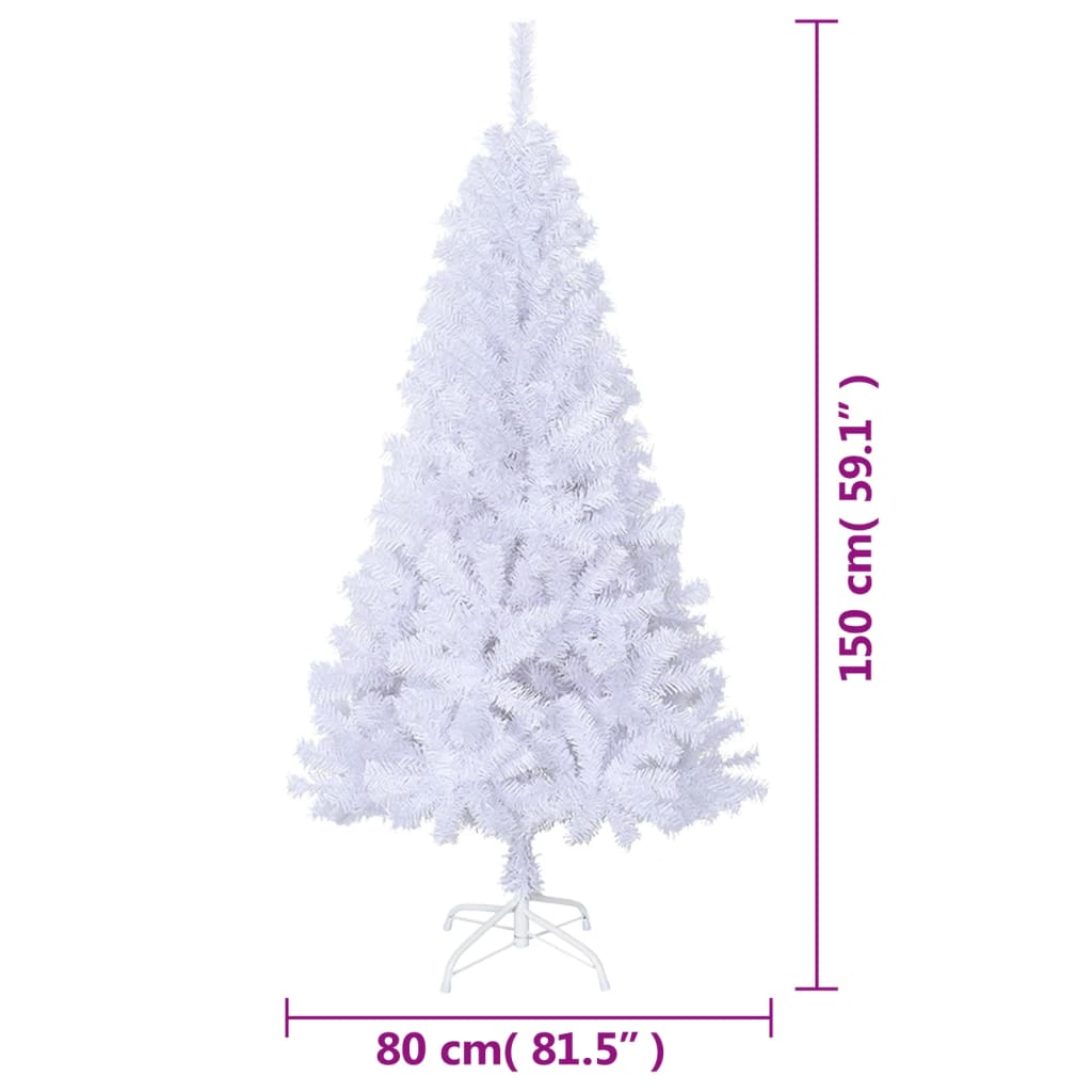 vidaXL Árbol de Navidad artificial con ramas gruesas PVC blanco 150 cm