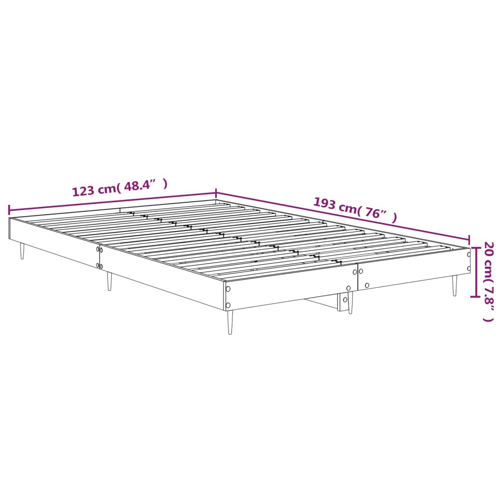 vidaXL Estructura de cama madera de ingeniería gris hormigón 120x190cm