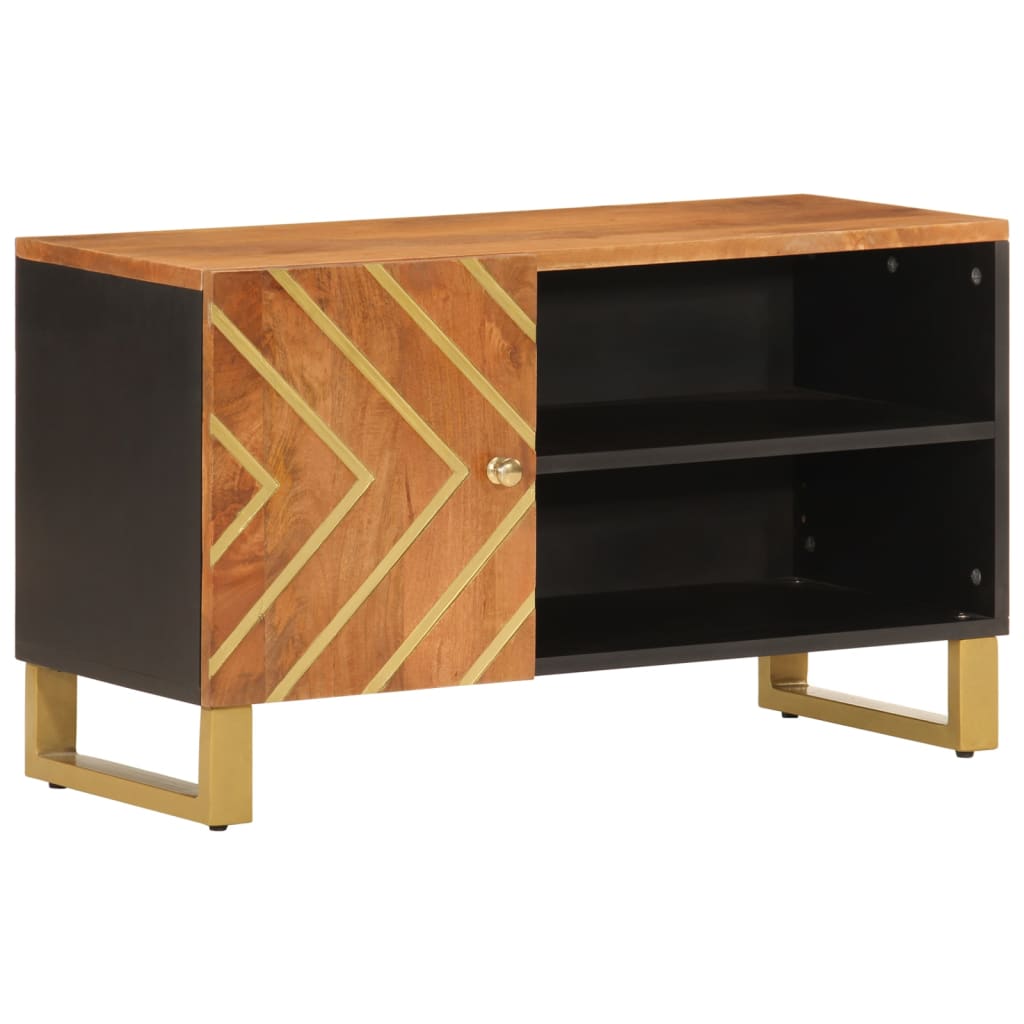 vidaXL Mueble de TV madera de mango marrón negro 80x31,5x46 cm