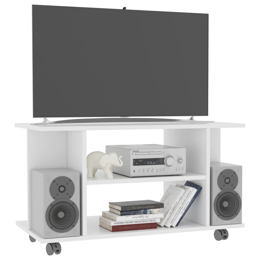 vidaXL Mueble de TV con ruedas madera de ingeniería blanco 80x40x45 cm