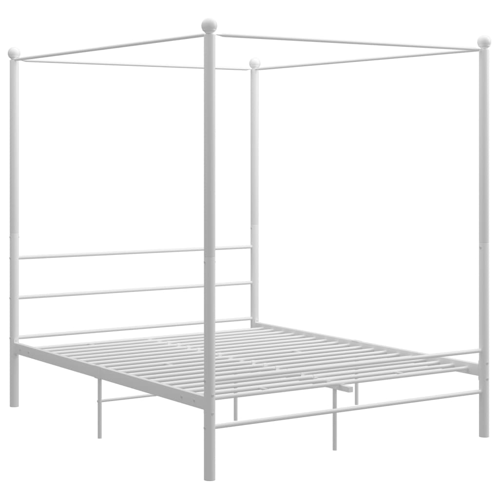 vidaXL Estructura de cama con dosel metal blanco 160x200 cm