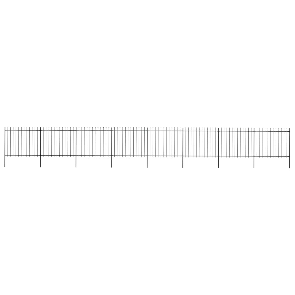 vidaXL Valla de jardín con puntas de lanza acero negro 13,6x1,5 m