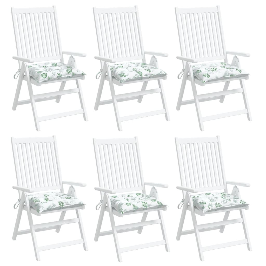 vidaXL Cojines para silla 6 uds tela estampado de hojas 40x40x7 cm