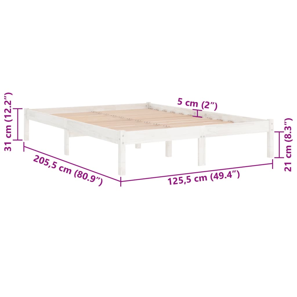 vidaXL Estructura de cama de madera maciza de pino blanco 120x200 cm
