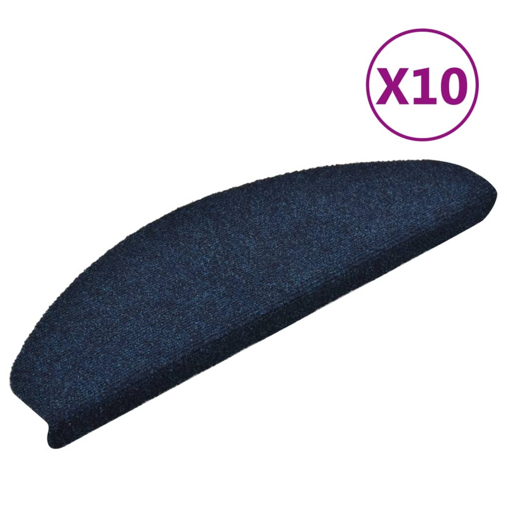vidaXL Alfombrilla autoadhesiva escalera 10 uds 65x21x4 cm azul marino