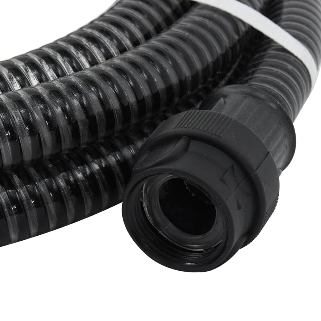 vidaXL Manguera de succión con conectores de PVC PVC negro 26 mm 10m