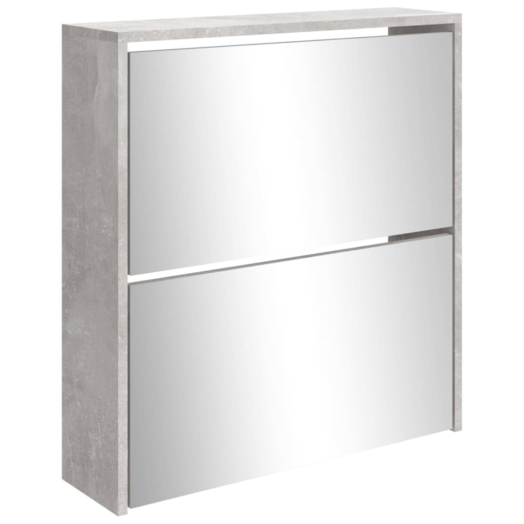 vidaXL Mueble zapatero con espejo 2 niveles gris hormigón 63x17x67 cm