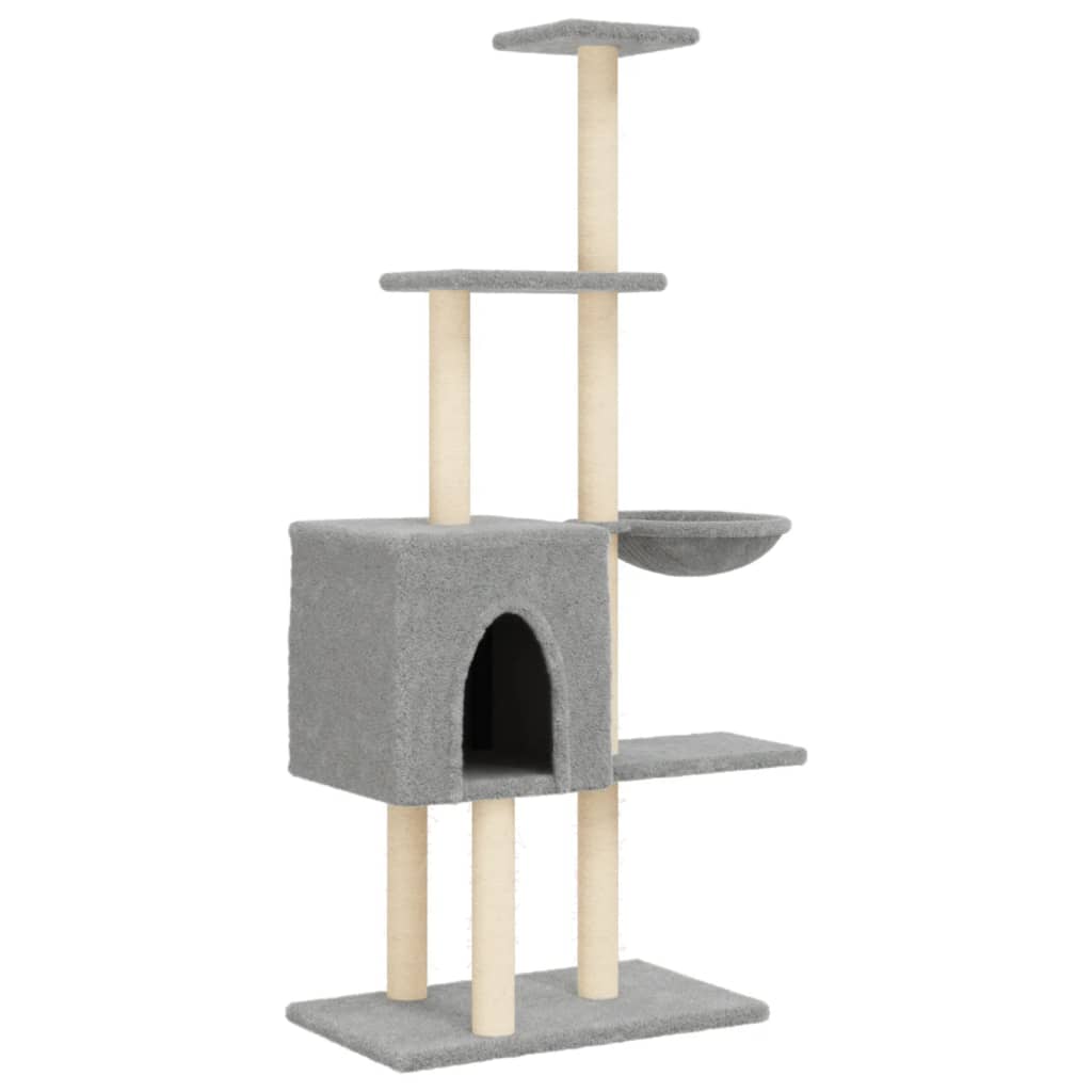 vidaXL Rascador para gatos con postes de sisal gris claro 145 cm
