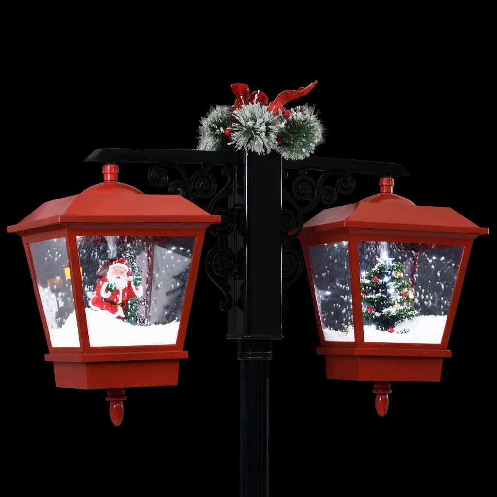 vidaXL Farola de Navidad con Papá Noel PVC negro y rojo 81x40x188 cm