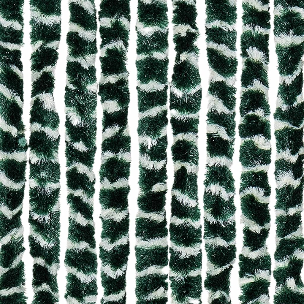 vidaXL Cortina antimoscas chenilla verde y blanco 100x200 cm