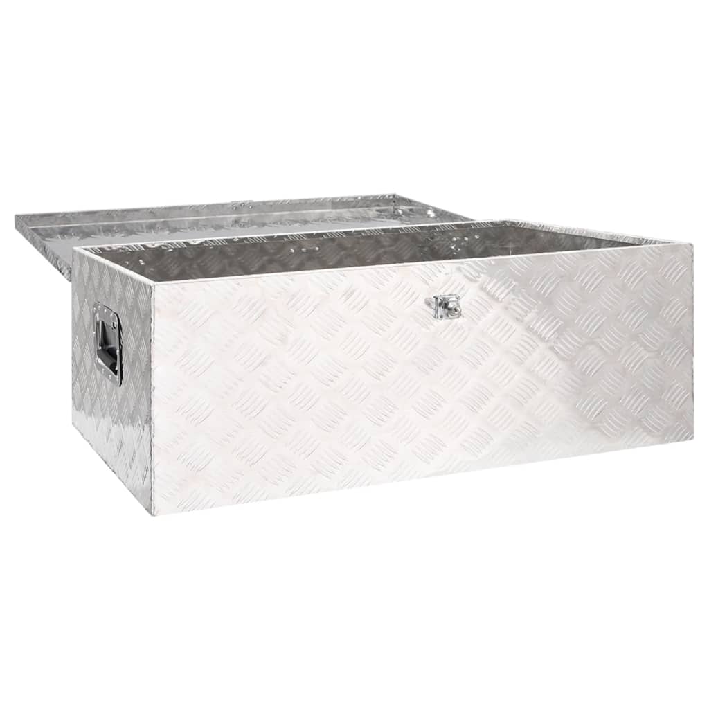 vidaXL Caja de almacenaje de aluminio plateado 100x55x37 cm
