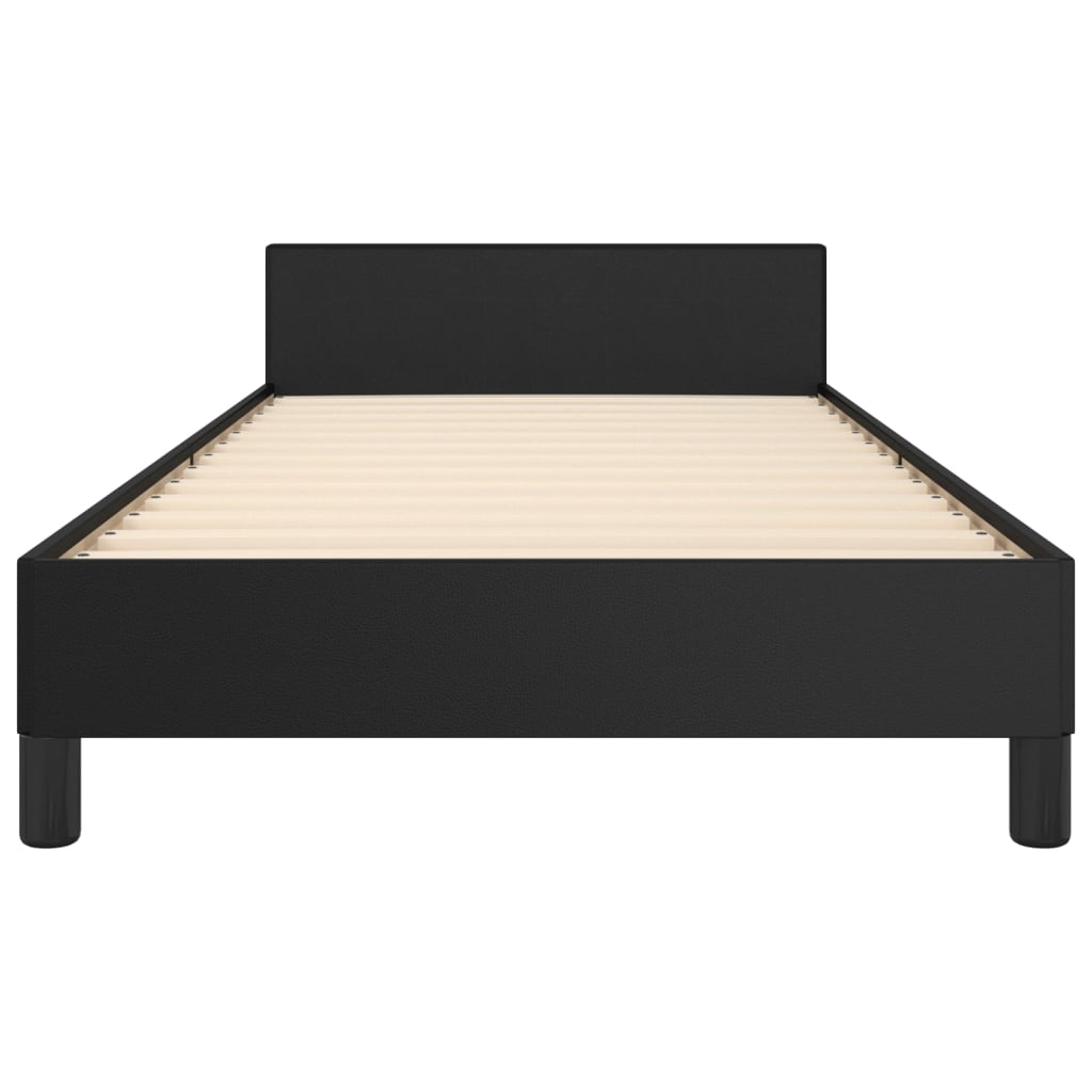 vidaXL Estructura de cama con cabecero cuero sintético negro 90x200 cm