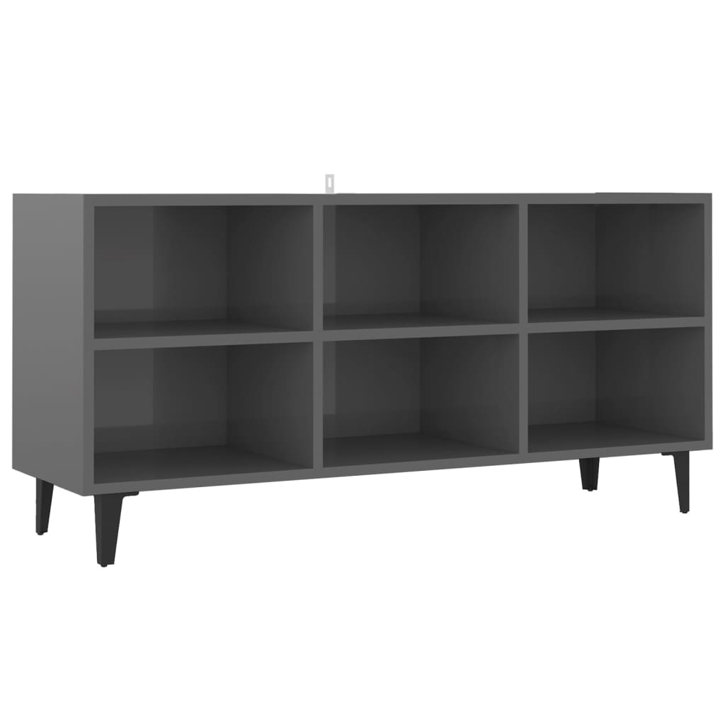 vidaXL Mueble de TV con patas de metal gris brillante 103,5x30x50 cm