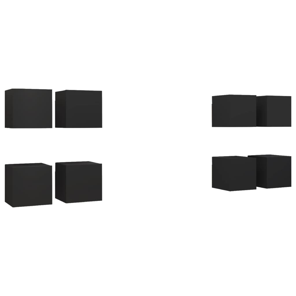 vidaXL Muebles de pared para TV 8 uds negro 30,5x30x30 cm