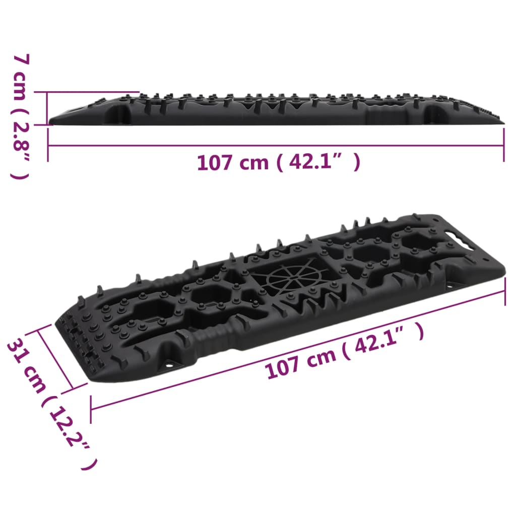 vidaXL Tablas de tracción 2 unidades nailon negro 107x31x7 cm