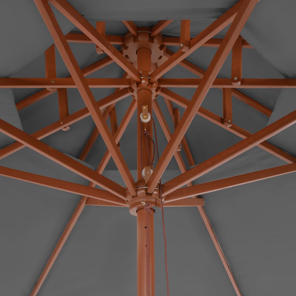 vidaXL Sombrilla de dos pisos palo de madera 270 cm gris antracita