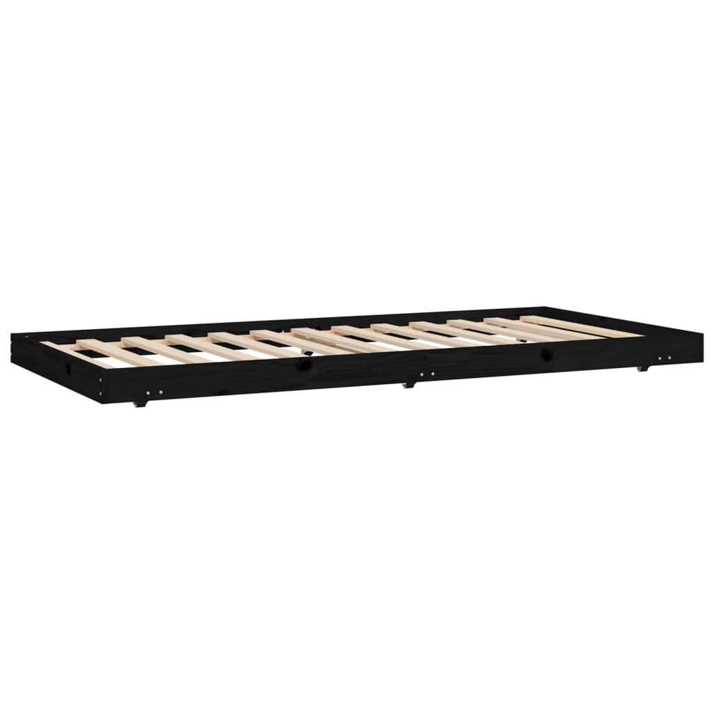vidaXL Estructura de cama madera maciza de pino negro 90x190 cm