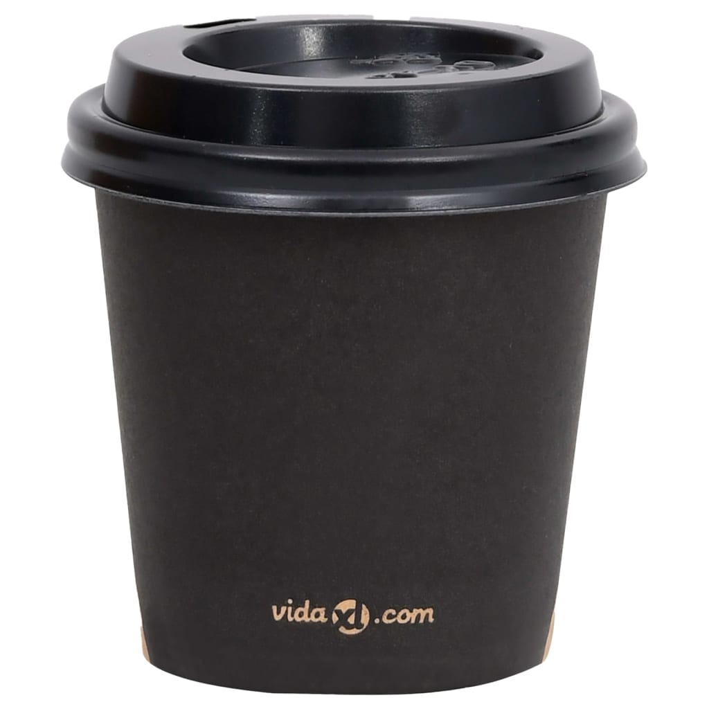 vidaXL Vasos de café con tapa 120 ml 500 uds negro