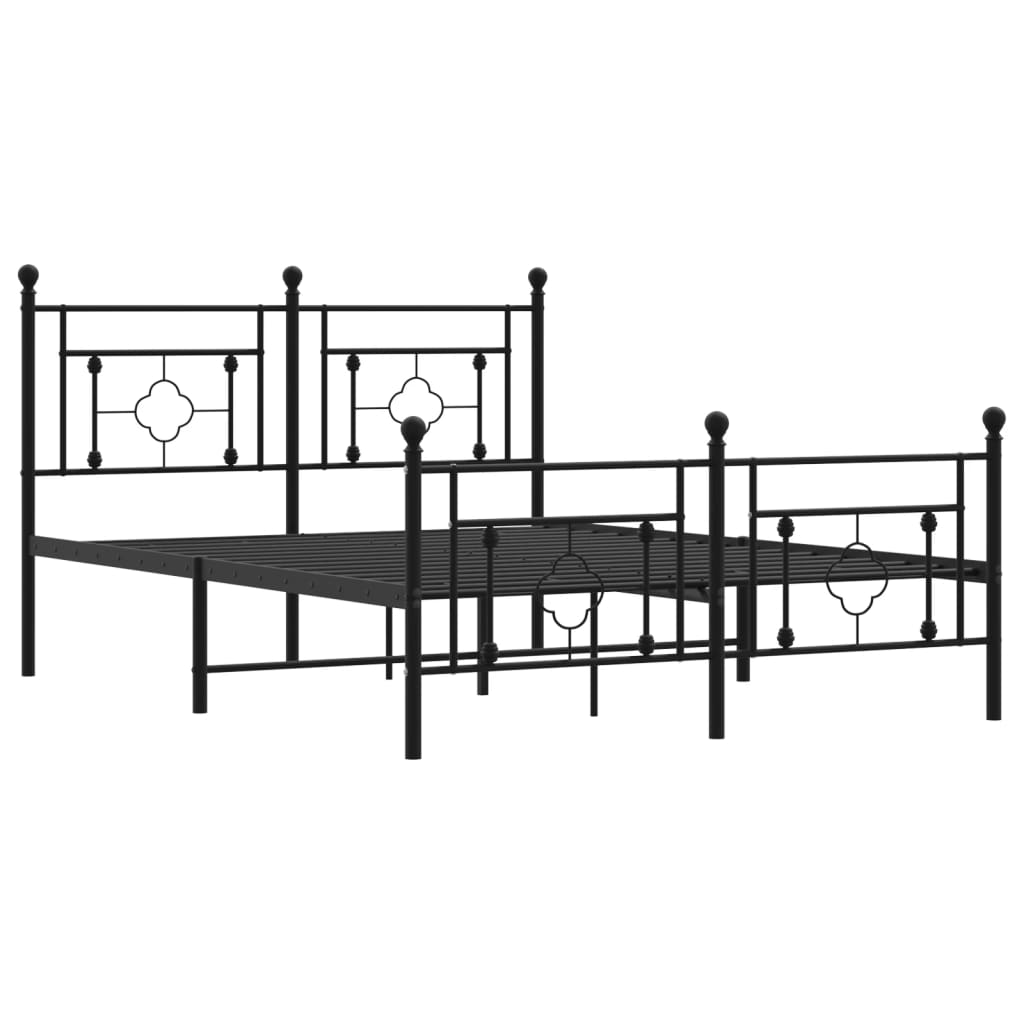 vidaXL Estructura de cama cabecero y pie de cama metal negro 140x200cm