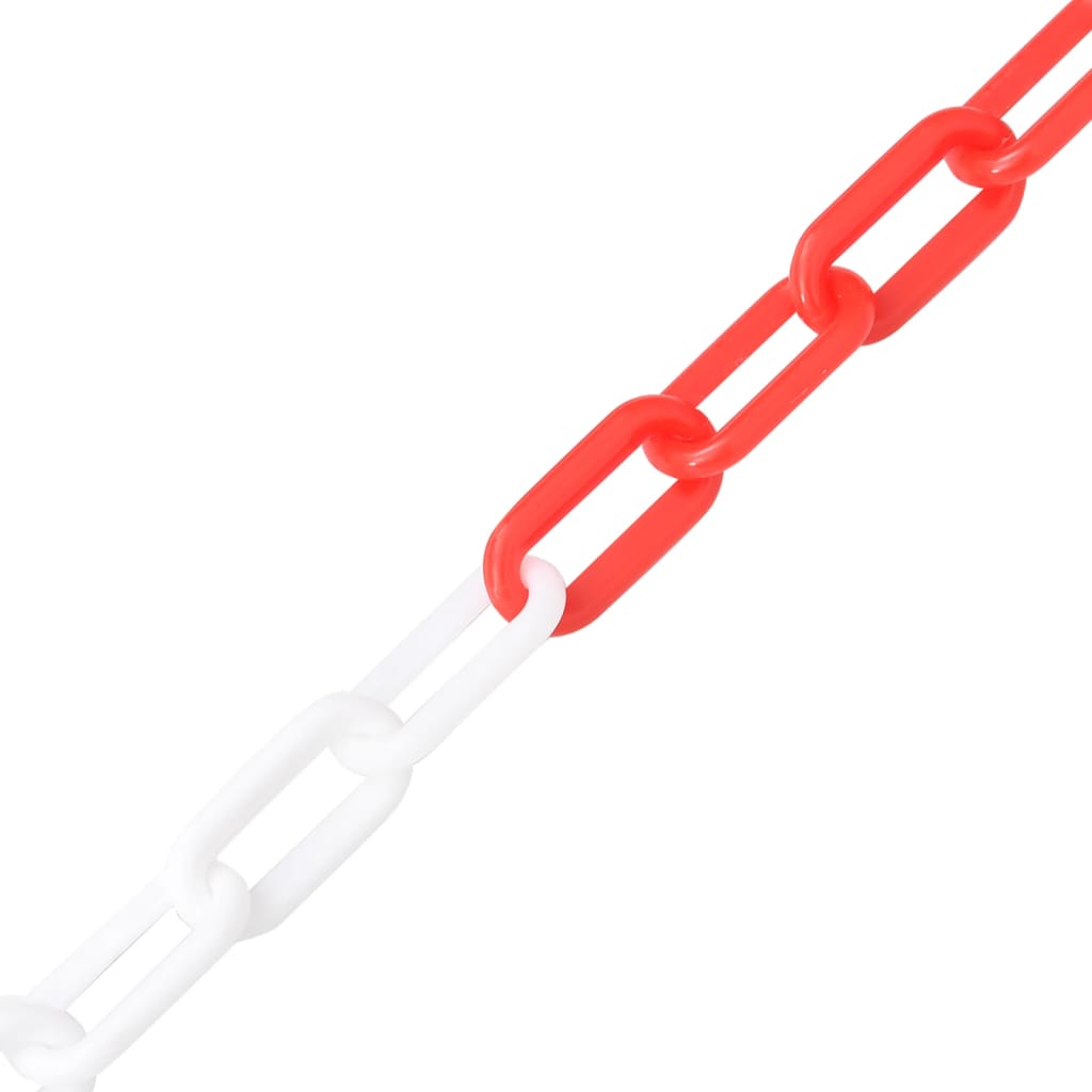 vidaXL Cadenas de advertencia plástico rojo y blanco 100 m Ø8 mm