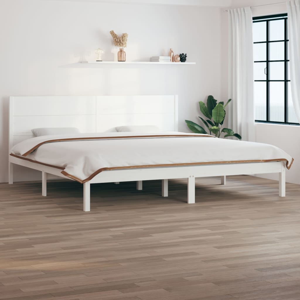 vidaXL Estructura de cama madera maciza blanco Supe King 180x200 cm