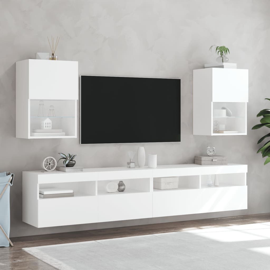 vidaXL Muebles de TV con luces LED 2 uds blanco 40,5x30x60 cm