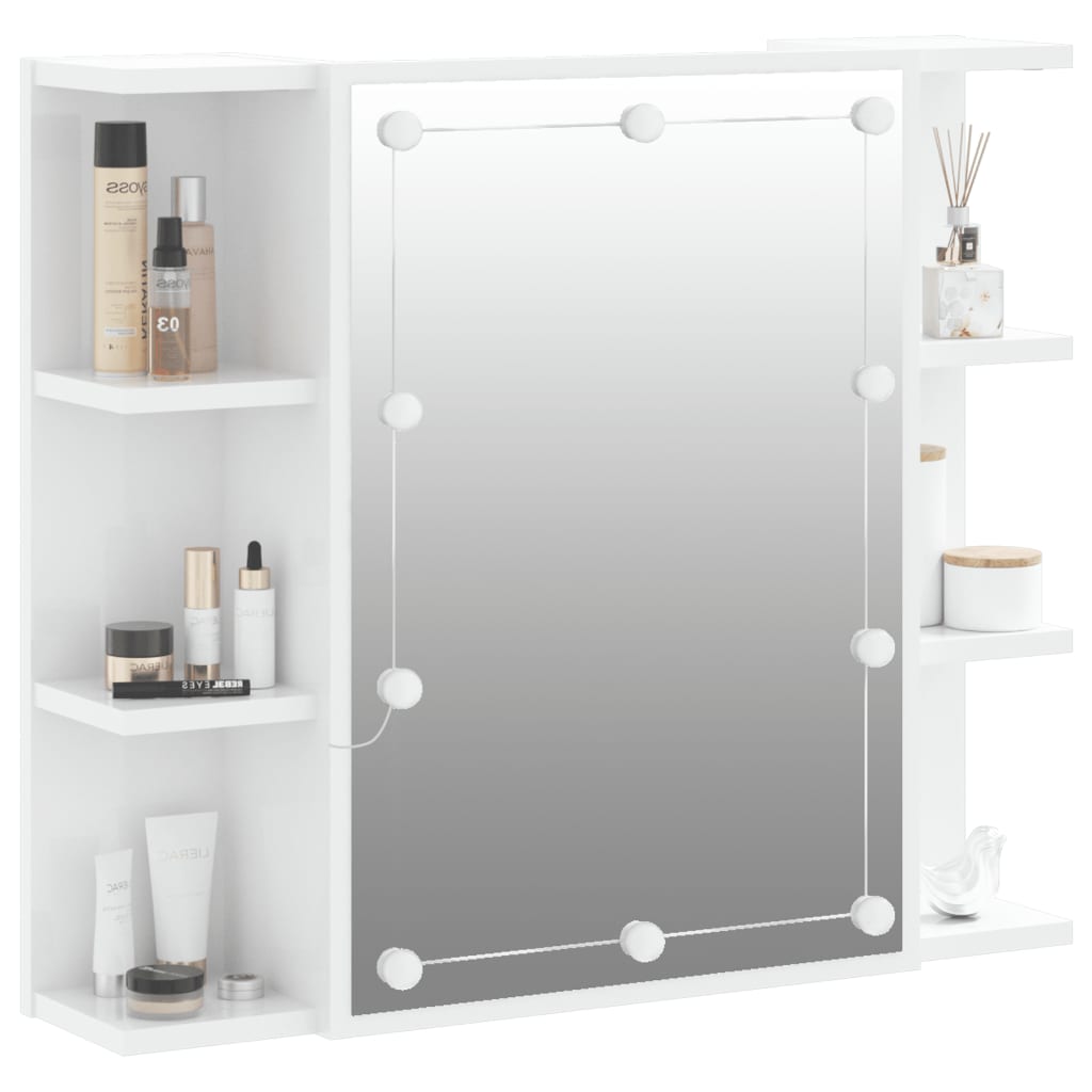 vidaXL Mueble con espejo y luces LED blanco brillante 70x16,5x60 cm