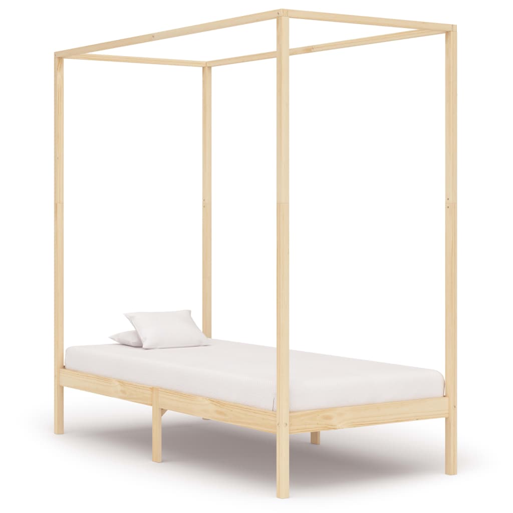vidaXL Estructura de cama con dosel madera maciza de pino 100x200 cm