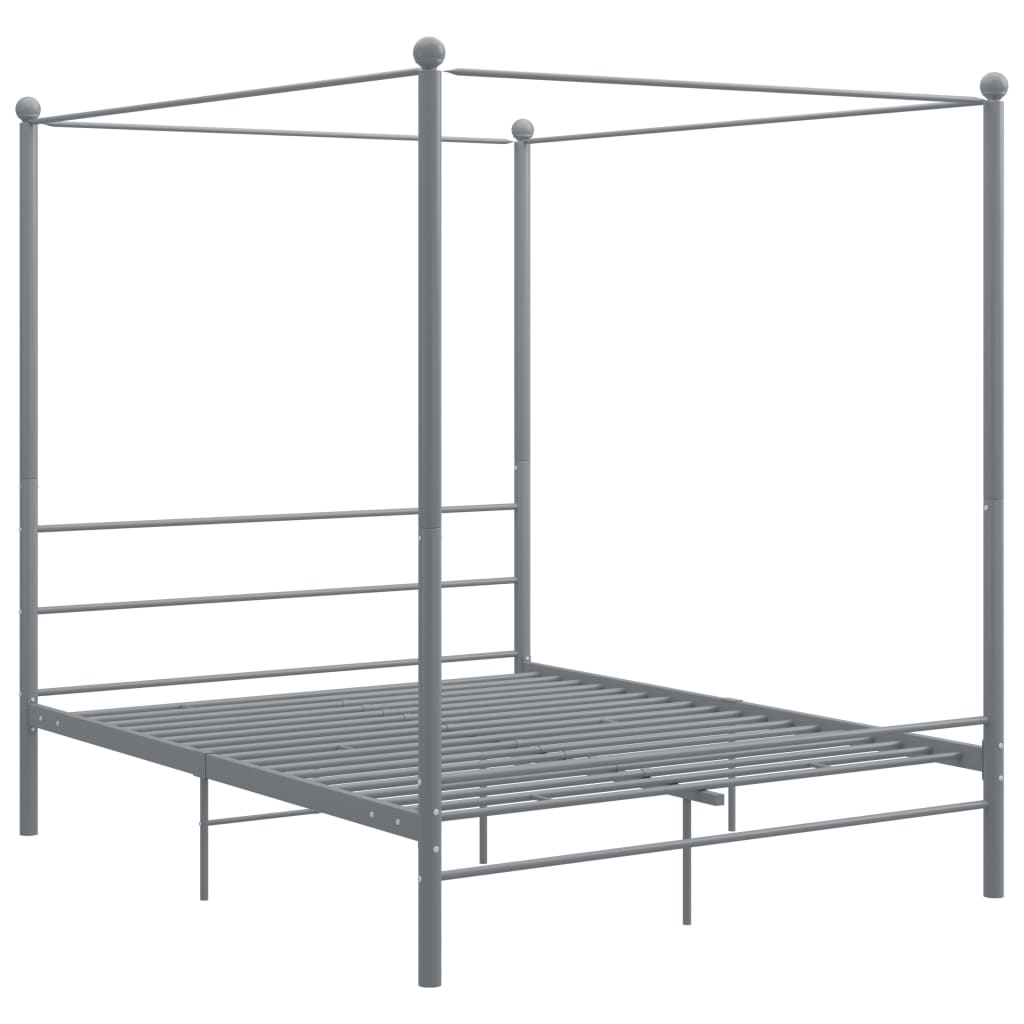 vidaXL Estructura de cama con dosel metal gris 160x200 cm