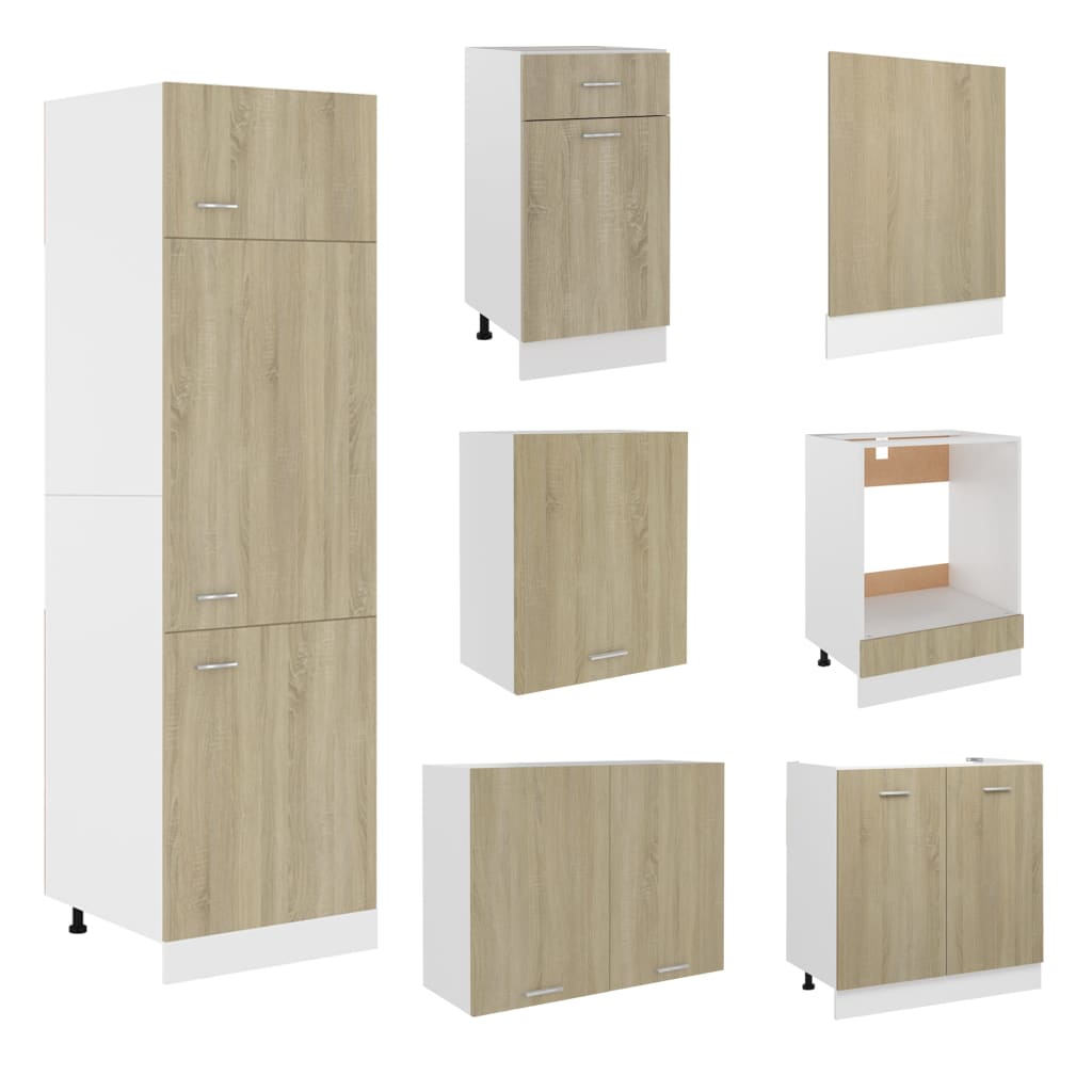 vidaXL Juego de muebles de cocina 7 piezas madera de ingeniería roble