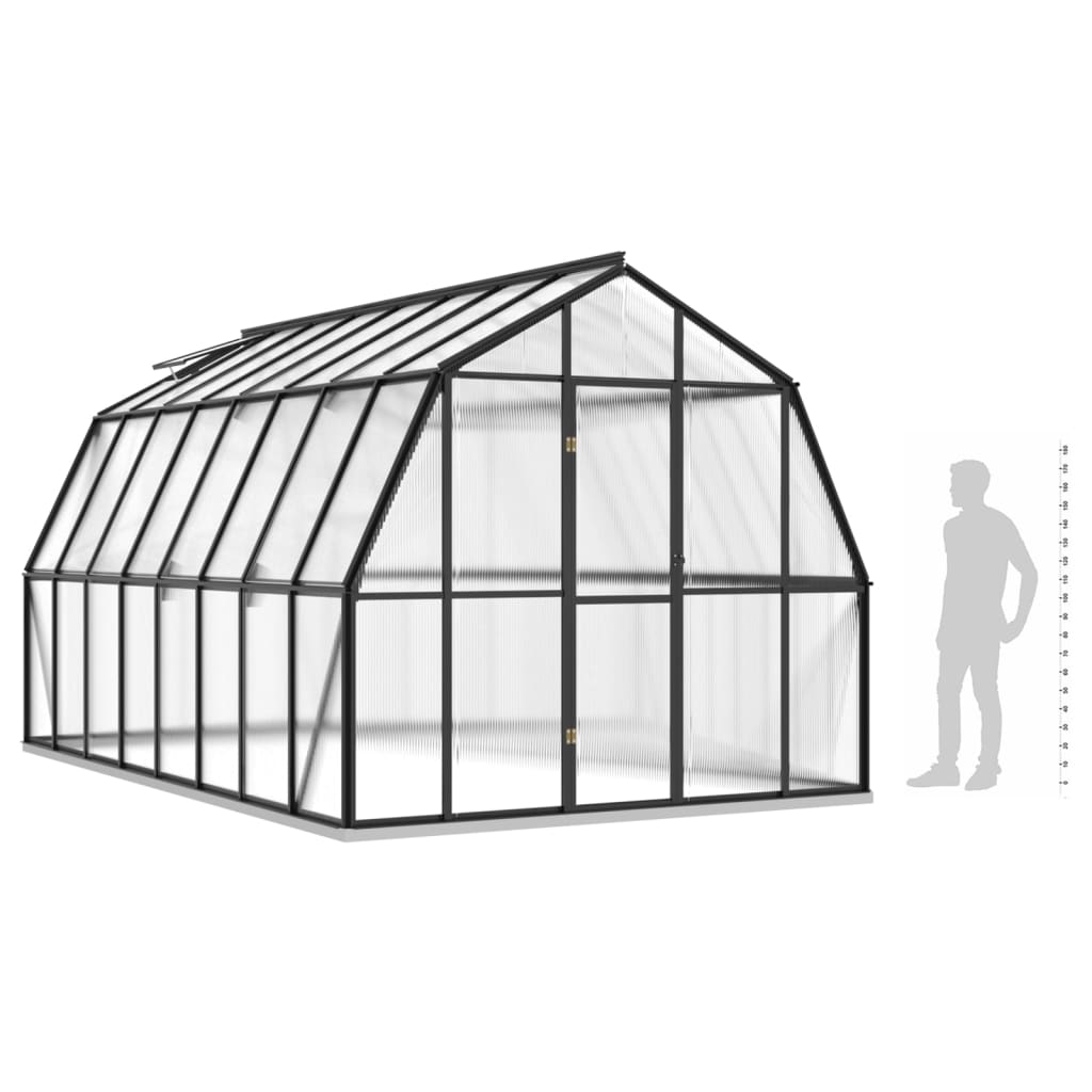 vidaXL Invernadero con estructura de aluminio gris antracita 12,63 m²