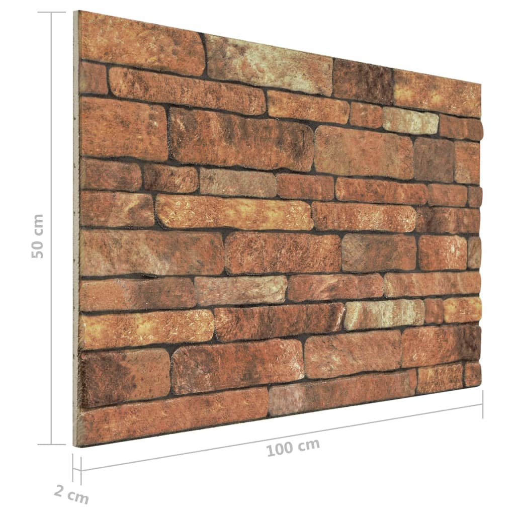 vidaXL Paneles de pared 3D diseño ladrillo marrón 10 pzas EPS