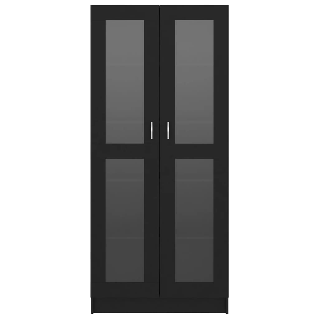 vidaXL Vitrina de madera contrachapada negro 82,5x30,5x185,5 cm
