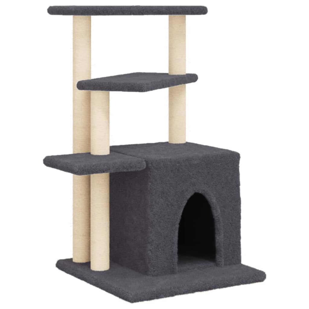 vidaXL Rascador para gatos con postes de sisal gris oscuro 83,5 cm