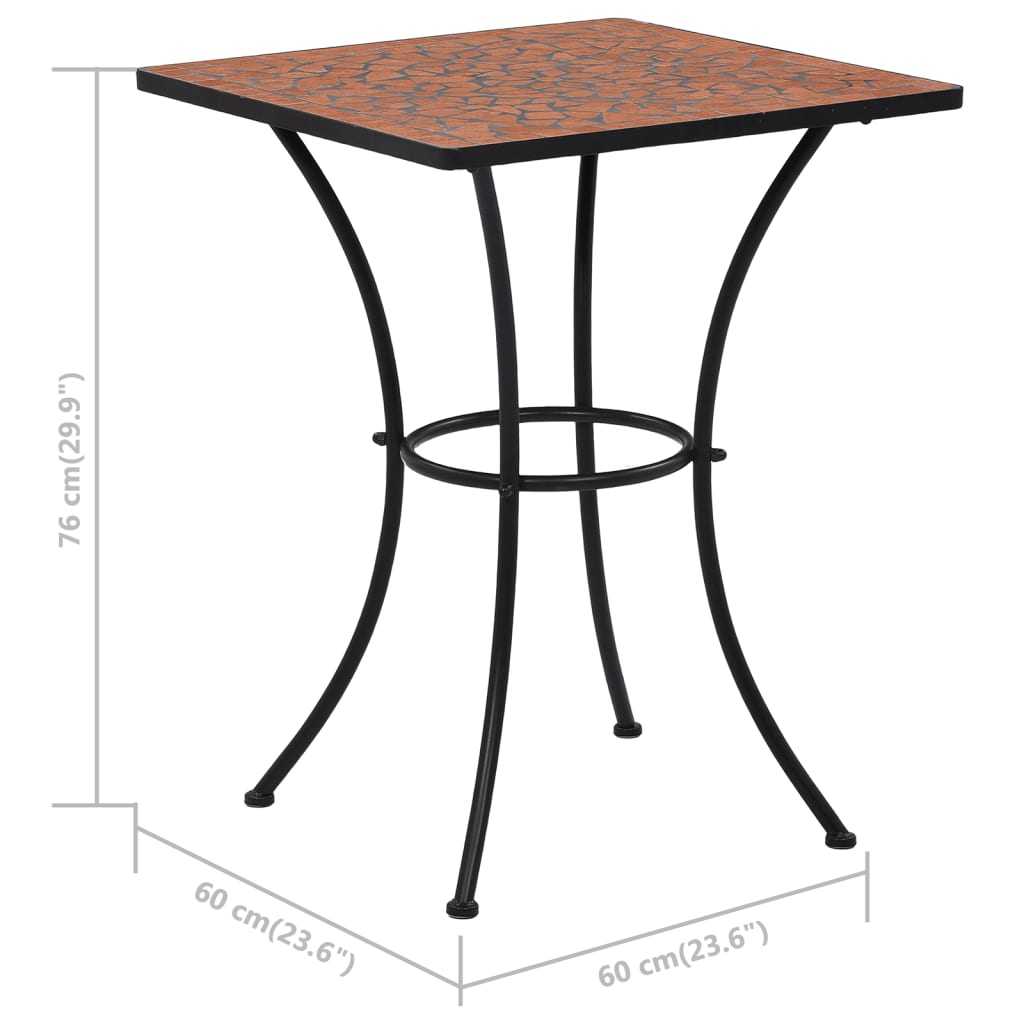 vidaXL Mesa de mosaico para cafetería cerámica terracota 60 cm