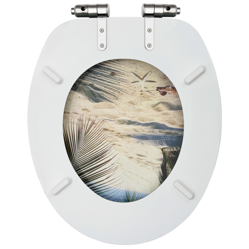 vidaXL Tapa de váter WC de cierre suave MDF diseño de playa