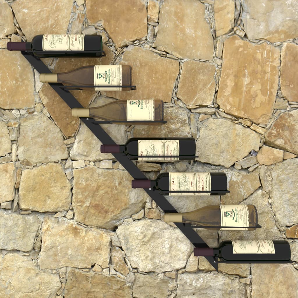vidaXL Botellero de pared para 7 botellas metal negro