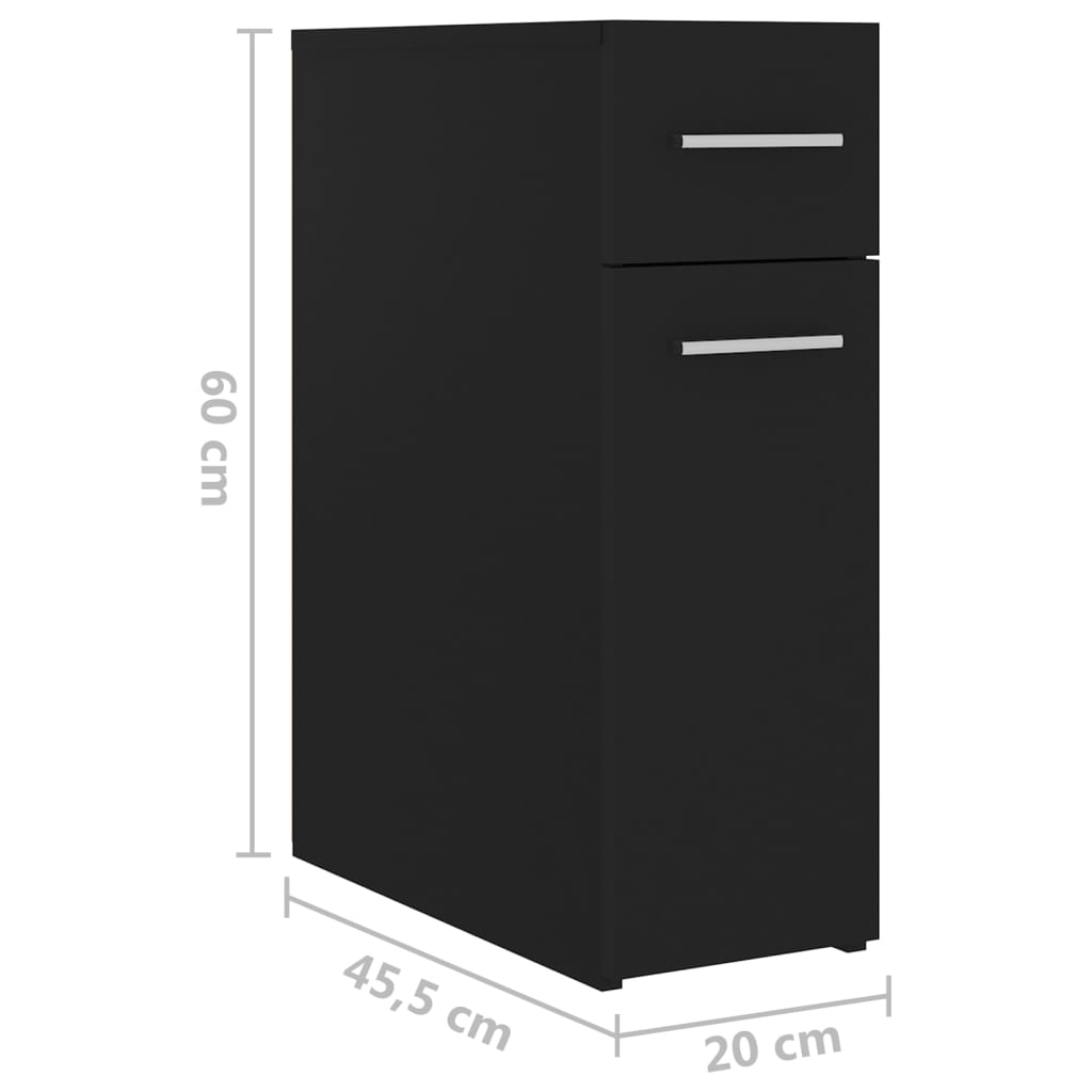 vidaXL Armario de boticario madera contrachapada negro 20x45,5x60 cm