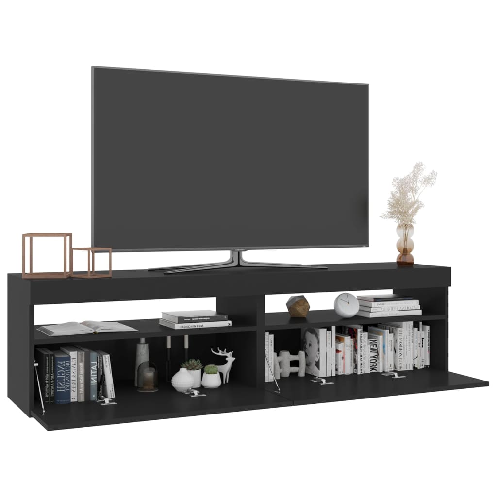 vidaXL Muebles de TV con luces LED 2 unidades negro 75x35x40 cm