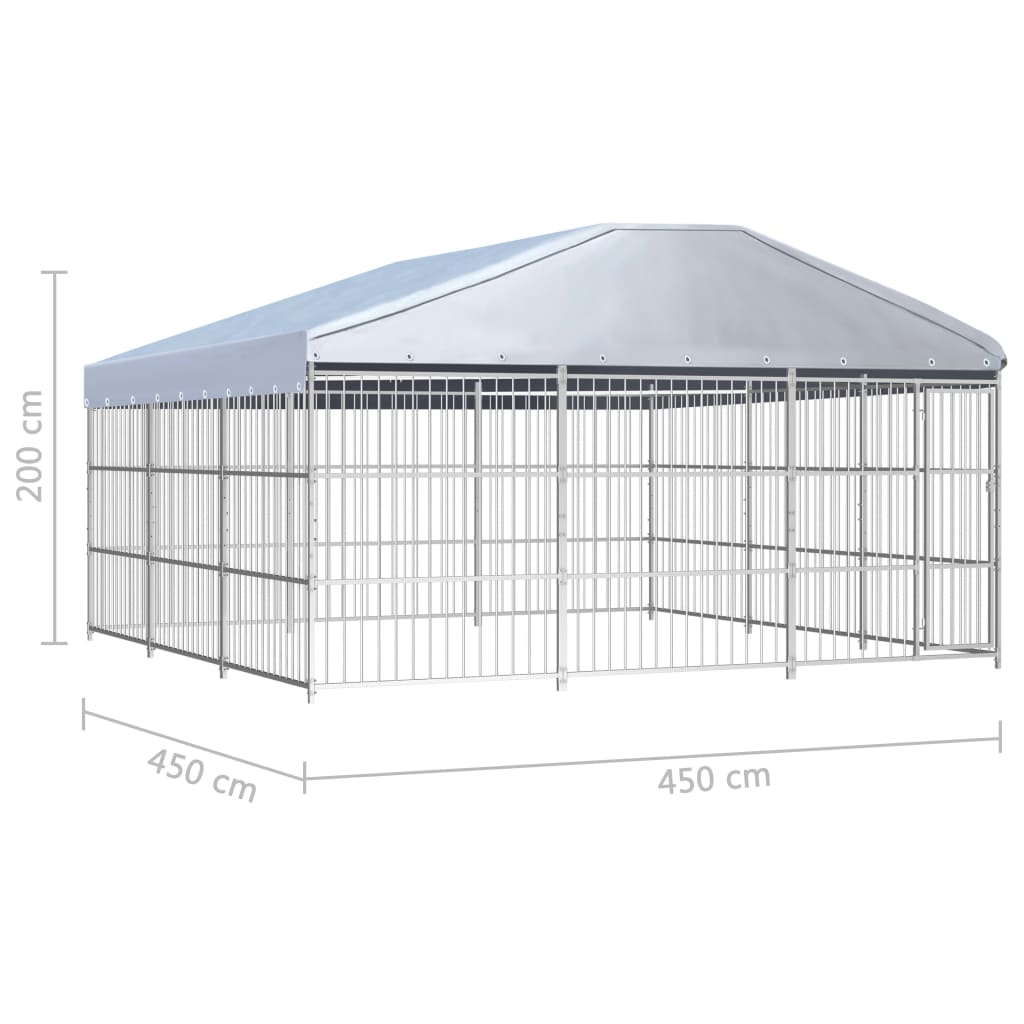 vidaXL Perrera de exterior con techo 450x450 cm