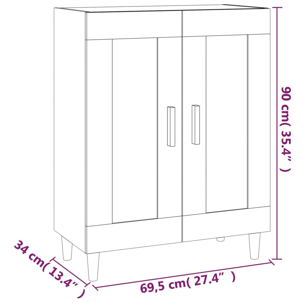 vidaXL Aparador de madera contrachapada blanco 69,5x34x90 cm
