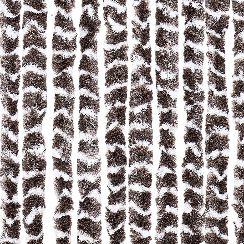 vidaXL Cortina mosquitera chenilla marrón y blanco 100x220 cm