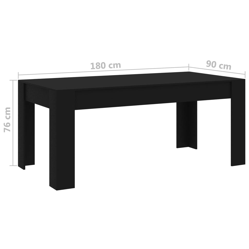 vidaXL Mesa de comedor de madera de ingeniería negro 180x90x76 cm